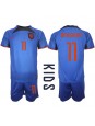 Nederländerna Steven Berghuis #11 Replika Borta Kläder Barn VM 2022 Kortärmad (+ byxor)